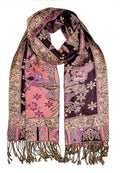 Achillea Elegant Paisley Floral Pashmina Shawl and Wrap – Boho Rave Scarf for Festival, Travel & Everyday Wear - color: Black Rose Pink