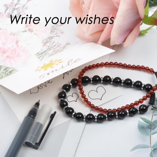 468Handmade Adjustable Natural Gemstone Crystal Bracelet Healing Power Energy Inspirational Gifts with Card for Unisex - color: 07-Pink Zebra Jasper(Relax mood), size: 6mm