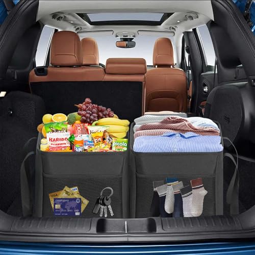 LHZK 2 Pack Extra Large Utility Tote Bag with Metal Wire Frame and the Sides Rinforced, Extra Large Tote Bag with Handle, Reusable Grocery Bags Foldable, Beach Bag, Car Tote (Black, 26''x15''x13'') - color: Black, size: 26''x15''x13''-2 Pack