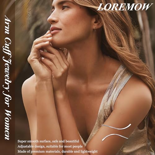 7Pcs Upper Arm Cuff for Women Gold Silver Open Arm Cuff Bracelets Adjustable Armlet Armband Minimalist Coil Swirl Arm Cuff Bracelet Jewelry - style: Silver-B