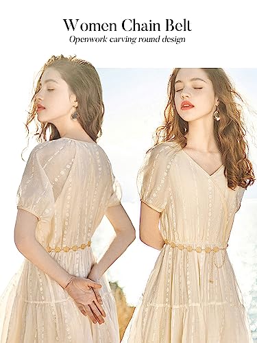 FIORETTO Western Waist Chain Belt Metal Concho Belt for Women Cowgirl Cowboy Boho Country Belt for Dress Jean - color: Hollow-gold-38, size: Fit Waist Up to 42"