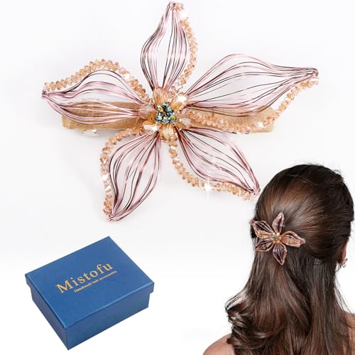 Mistofu DIY Copper Wire Metal Hand-woven High-level design Barrettes Elegant Hair Accessories, Gifts for Women Girls (yellow-a) - color: yellow-a