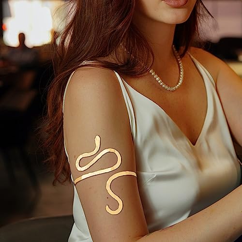 QuneusHot 2 Piece Snake Arm Cuff Cleopatra Serpent Upper Arm Band Spiral Armlet Bracelet Egyptian Costume Jewelry Bangle for Women Men - color: #01 Gold spiral