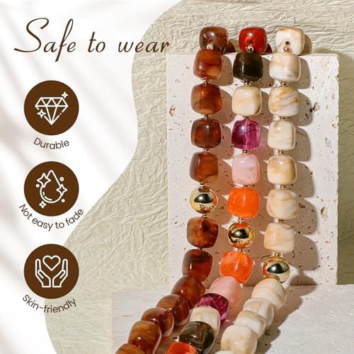 Summer Jewelry Square Chunky Beaded Necklace for Women Trendy Statement Colorful Beach Acrylic Resin Bead Punk Y2k Choker Necklaces Boho Charm Fashion Accessory Jewelry - color: Navy1