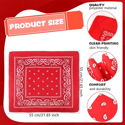 40 Pcs Bandanas Bulk Paisley Bandana Multicolor Cowboy Bandanas for Men Women Western Party - color: Color Set 1