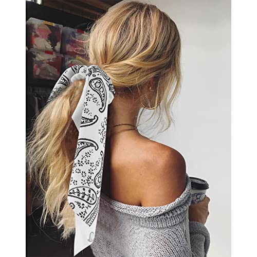 TOBATOBA Paisley Scrunchies with Ribbon Tails, Elastic Ponytail Holders for Women's Hair Accessories