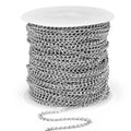 [66 Feet/ 20M] Stainless Steel Curb Chain Roll, 2.5mm 304 Stainless Steel Extension Chain Twisted Link Curb Chains Bulk for Jewelry Making Bracelet Necklace Extender - color: Stainless Steel, size: 2.5mm width