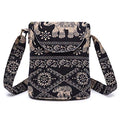 OPQRSTU Women's Retro Small Size Canvas Shoulder Bag Hippie Boho Crossbody Handbag - color: Black