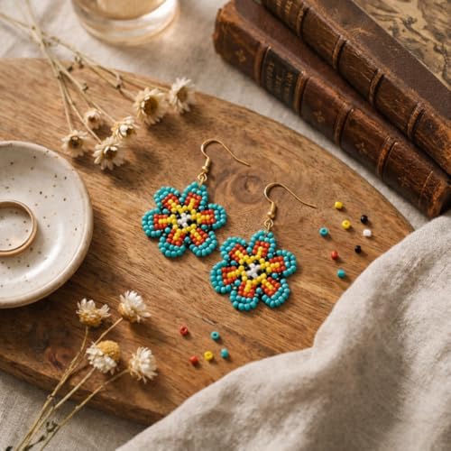 Bohemian Beaded Long Tassel Dangle Earrings for Women, Handmade Jewelry White Tarnish Resistant Lightweight Design, Stylish Accessory for Beach Vacation Party and Gift - color: colors