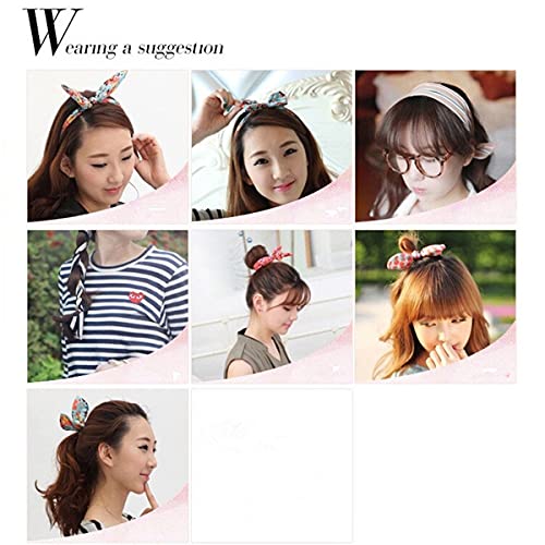6Pcs Fashion Twist Bow Wire Headbands Head Wrap Bunny Rabbit Ears Wired Hairbands Hair Holder Hair Accessories for Women and Girls