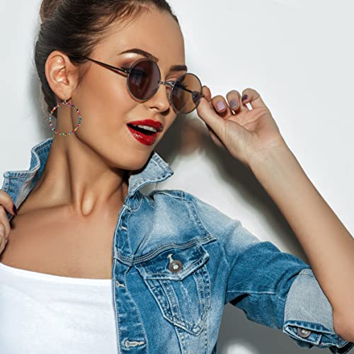 Bohemian Multi-Colored Sequin Hoop Gold Earrings - SPUNKYsoul Collection… - style: FACETED IRIDESCENT