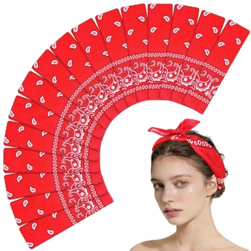 Morcheiong 8/16 Pcs Bandanas Paisley Bandana Head Scarf Headband Handkerchiefs for Men Women Boy Girls - color: Red