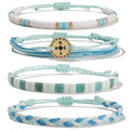 FANCY SHINY Boho Nautical Compass String Bracelets Beaded Clay Beads Bracelet Stackable Friendship Bracelets Summer Beach Outfits for Women Girls - color: Turquoise