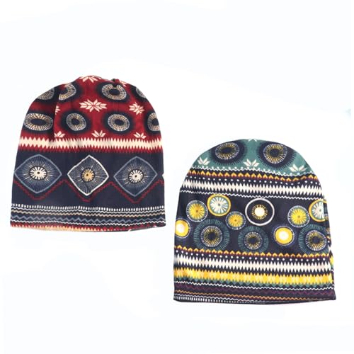 Women's Slouchy Beanie Cap Chemo Headwear Hats Scarf - color: A - Red Green