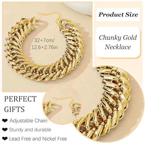 choice of all Chunky Gold Necklace Statement Necklace for Women Punk Chain Thick Gold Choker Jewelry Trendy Birthday Gifts - color: M:Gold