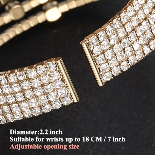 Suyi Rhinestone Bracelet Multilayer Gold Cuff Bracelet for Women Crystal Braidal Bracelets - color: Gold 8