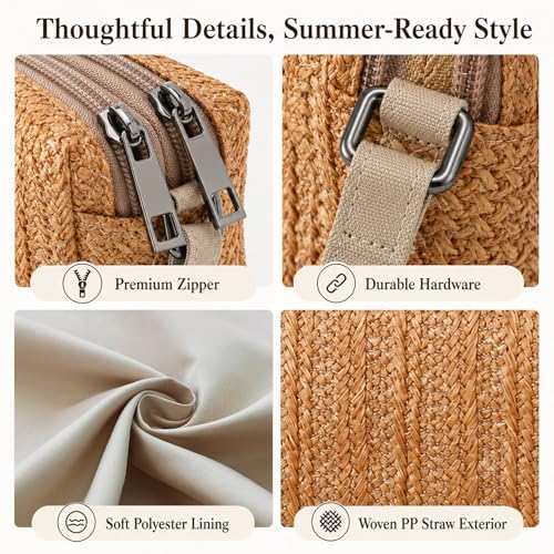 Small Crossbody Bag for Women - color: Strawbrown