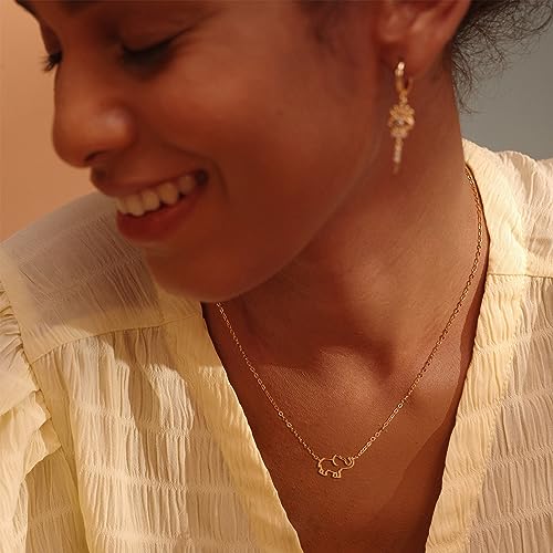 Fettero Animal Necklaces for Women 14K Gold Plated Charm Snake Necklace Elephant Bird Cat Butterfly Pendant Cute Dainty Necklace Jewelry - style: Elephant / Gold