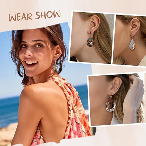 Thunaraz Clip on Dangle Earrings for Women - Bohemian Trendy Clip on Earrings Lightweight Comfortable Earrings Hypoallergenic Drop Clip ons for Non-pierced Ears Women - style: Style B