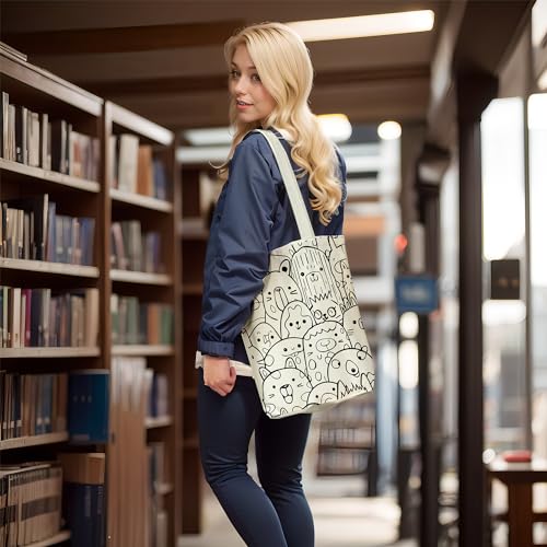 itgowisa Canvas Tote Bag for Women, Tote Bag with Zipper Inner Pocket, Zippered Canvas Bag for Shopping Work Grocery Everyday - style: Groundhog