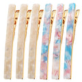 Cobahom 6 Pcs Duckbill Hair Clips, Acrylic Resin Hair Clip Metal Duck Teeth Hair Pins Chic Tortoise Shell Hair Barrettes for Thick Hair (3 White & 3 Blue-Pink) - color: 3 White & 3 Blue-Pink