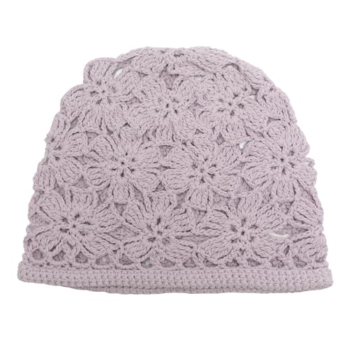 ZLYC Women Cotton Crochet Slouchy Beanie Hat Handmade Knit Summer Skull Cap - color: Crochet Purple
