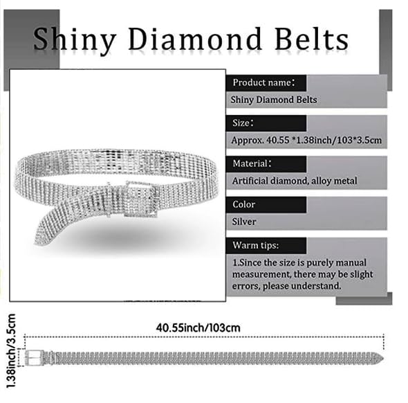 Dubulle Womens Belt Chain Leather Belts Vintage Western Adjustable Elastic Double Buckle for Cowboy Pant Dress - color: Silver