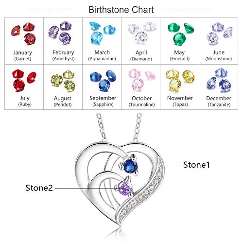 GLAMCARAT Personalized Mothers Necklace with Birthstones customized jewelry - style: 2 stones&names