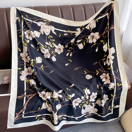 K-Elewon Large Square Scarf 43" Silk Scarf Fashion Scarves Silk Feeling Hair Wrapping Scarfs Night Sleeping Headscarf - color: Vb25