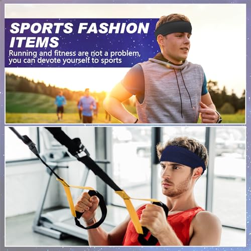 18 Pcs Sports Sweatbands for Men Women Camo Headbands Workout Non Slip Headbands Breathable Head Band Fitness Stretchy Unisex Hairband for Yoga Running Cycling Ball - color: Lovely Colors