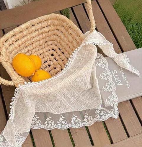 Huachi White Bandanas Head Scarf Headband for Women’s Hair - Lace Hair Scarf Bandana Headband - Cute Stylish Head Kerchief Summer Accessories - color: White