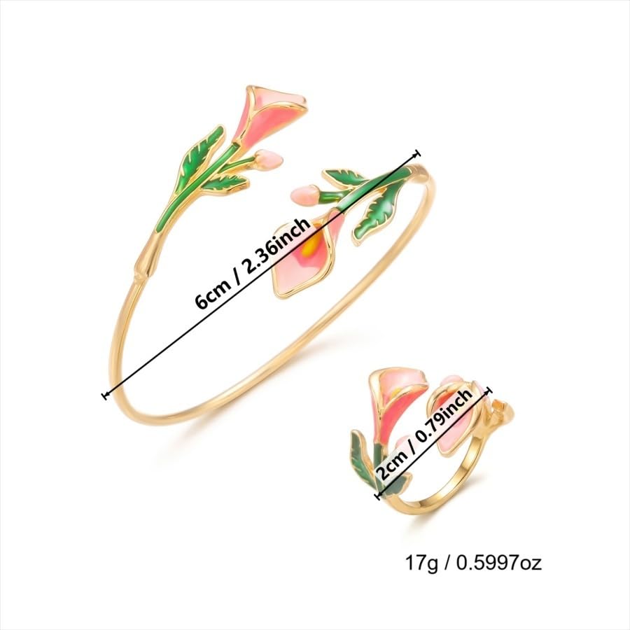 Caiyao 2Pcs Adjustable Sunflower Open Cuff Bangle Bracelets Ring Gold Tone Enamel Daisy Flower Floral Upper Arm Armband Bracelet for Women Boho Summer Inspired Floral Jewelry Gifts - style: StyleE