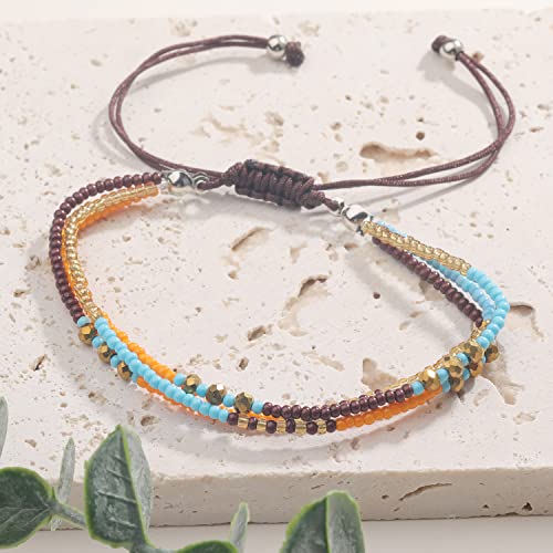 SUMMER LOVE Boho Bohemian Beaded Anklet Bracelets for Women Unique Colorful Pretty Beach Anklet,Handmade - color: Color 8#