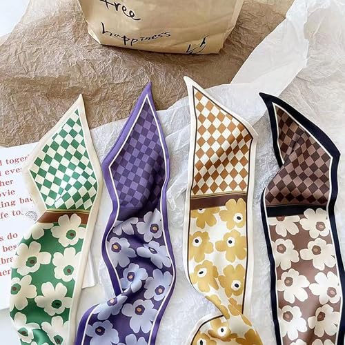 4 Pack Purse Scarf Handbags For Women,Boho Scarrves for Bag Hair Accessories Handle Fashion Lightweight - color: Dark Purple