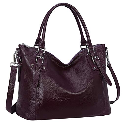 HESHE Genuine Leather Purses and Handbags for Women Tote Shoulder Bag Satchel Purse Top Handle Bags Hobo Crossbody Purse - color: Violet, size: Large