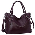 HESHE Genuine Leather Purses and Handbags for Women Tote Shoulder Bag Satchel Purse Top Handle Bags Hobo Crossbody Purse - color: Violet, size: Large