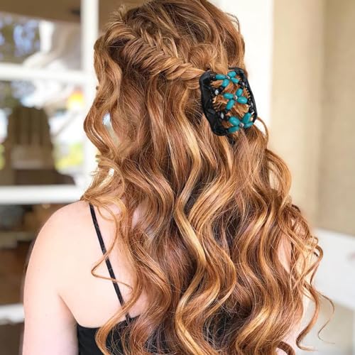 5 Pieces Stretchy Magic Hair Comb Adjustable Elastic Comb Hair Clip for Women Girls No Crease Hair Pins Vintage Hair Bun Maker Hair Accessories for Curly Thick Wavy Hair Ponytail - color: Black,Red,Pink,Purple,Blue