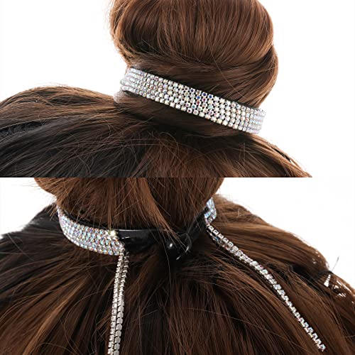 Dilunave 4 Pack Rhinestone Hair Accessories Hair Clips Holder Birds Nest Clip Glitter Bun Cover Claw Clips for Buns Ponytail Holder Accessories Gift for Women Girls