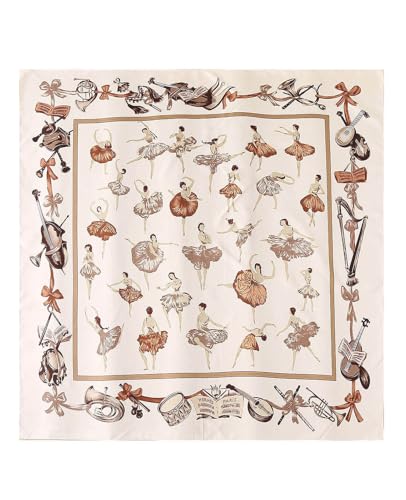 Hioyiwse Head Scarf For Women Hair Bandana 35" Large Square Satin Wrap Sleeping Neck Silk Satin Hair Scarves Lightweight - color: F12-terpsichorean(35*35inch）