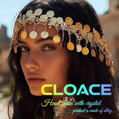 CLOACE Boho Sequin Head Chain Gold Headpiece Hair Chains Festival Costume Headband Hair Accessories for Women