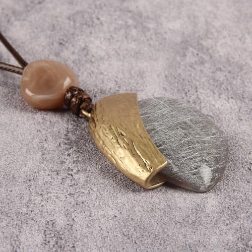 JAOYU Bohemian Necklaces for Women Leather Necklace Wood Pendant Choker Long Brown Necklace Chunky Circle Boho Hippie Jewelry - style: Boho Statement Necklace
