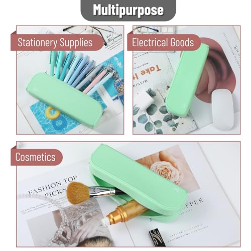 Mr. Pen- Silicone Pencil Case, Aesthetic Pencil Bag for Women, Makeup Pouch | Multifunctional Pouch for Stationery, Cosmetics and Electrical Goods Storage - color: Mint Breeze