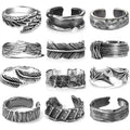 RIOSO 12Pcs Vintage Rings for Men Cool Adjustable Angel Wings Ring Goth Punk Open Ring Set