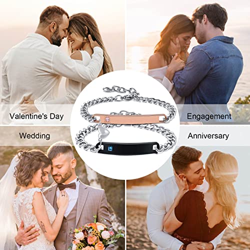 MEALGUET Personalized Couple Bracelet Customized Couple Bracelets Set Mutual Attraction Custom Name Relationship Bracelet Personalized Gift for Men Women - style: Personalized-link style 2
