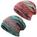 Women's Slouchy Beanie Cap Chemo Headwear Hats Scarf - color: D - Blue Orange