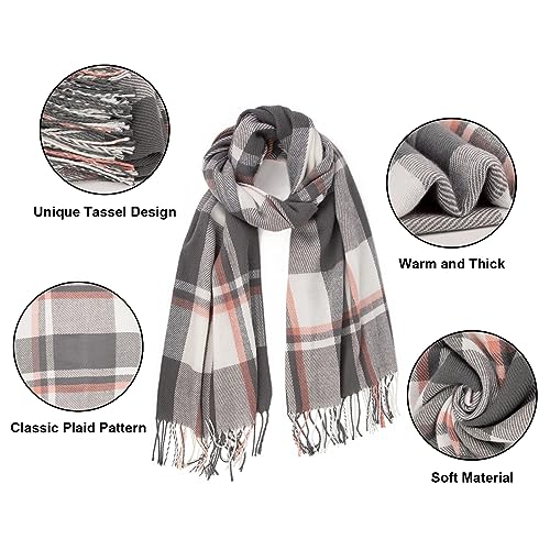 Loritta Womens Scarf Fashion Long Plaid Shawls Wraps Big Grid Winter Warm Lattice Large Scarves Gifts - color: S-light Gray Beige Lattice