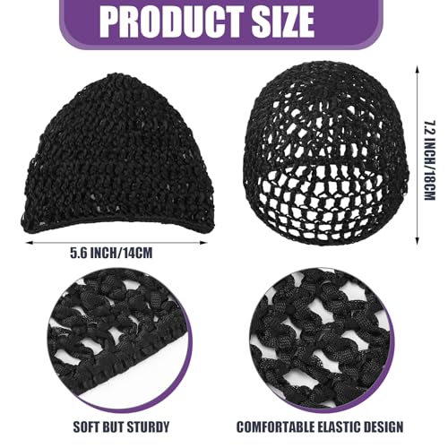 Geyoga 4 Pieces Mesh Crochet Hair Net Rayon Knit Snood Hat Thick Short Women Hairnet Snoods Cover Ornament for Sleeping (Black, Red, Skin, Purple) - color: Black, Red, Skin, Purple