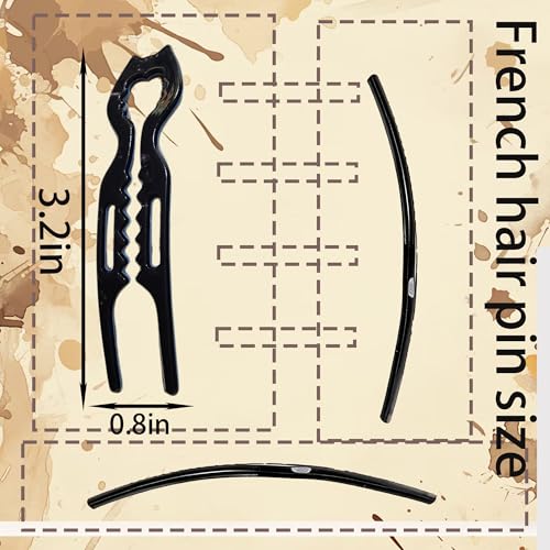 3PCS Prestige French Hair Pins Serrated Anti-Slip Design, Curved Angle for Better Head Fit, New Elegant Hair Accessories for Women, Suitable for All Hair Types