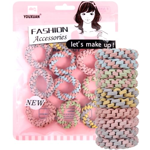 Youxuan Elastic Hair Ties for Women - No Damage, No Slip, No Pull Hair Bands - Comfortable Handmade Braided Polybands for Girls - 10-Pack Morandi Color Polyester Scrunchies - color: Morandi Color-BZ
