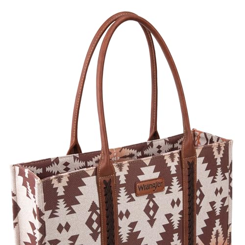 Wrangler Aztec Tote Bag for Women Boho Shoulder Purses and Handbags - color: Angel Diamond Camel